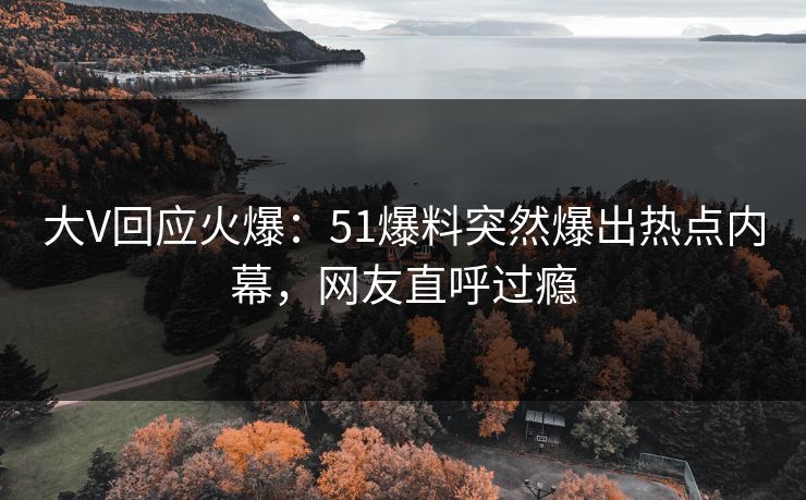 大V回应火爆：51爆料突然爆出热点内幕，网友直呼过瘾