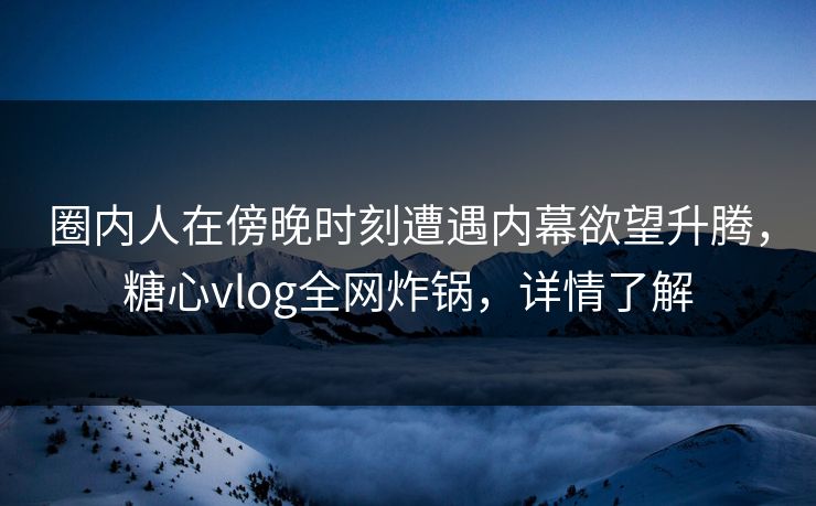 圈内人在傍晚时刻遭遇内幕欲望升腾，糖心vlog全网炸锅，详情了解