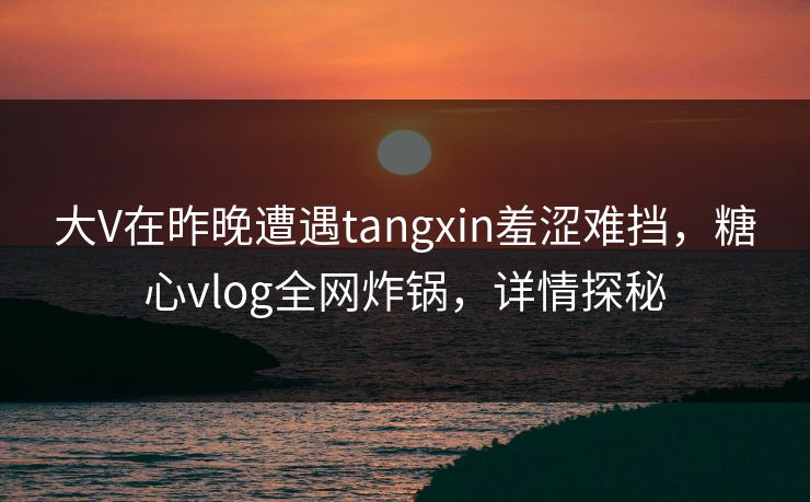 大V在昨晚遭遇tangxin羞涩难挡,糖心vlog全网炸锅,详情探秘