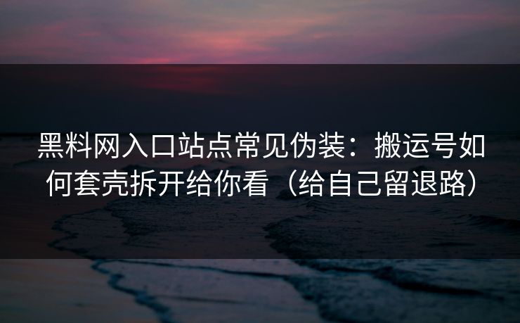 黑料网入口站点常见伪装：搬运号如何套壳拆开给你看（给自己留退路）