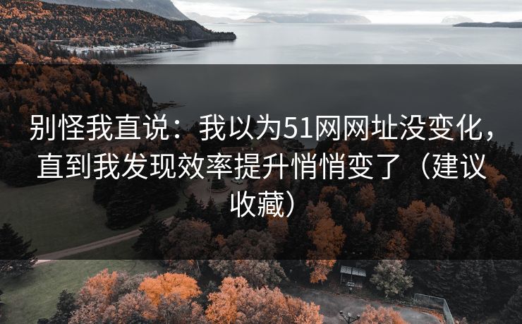 别怪我直说：我以为51网网址没变化，直到我发现效率提升悄悄变了（建议收藏）